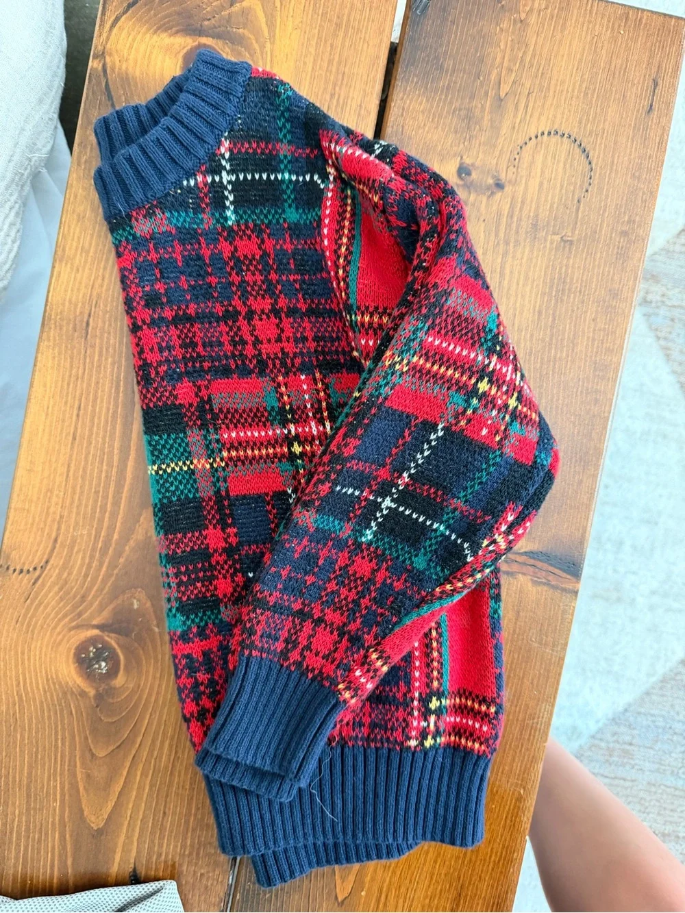 Old Navy Red, Navy & Green Tartan Plaid Kids Sweater
